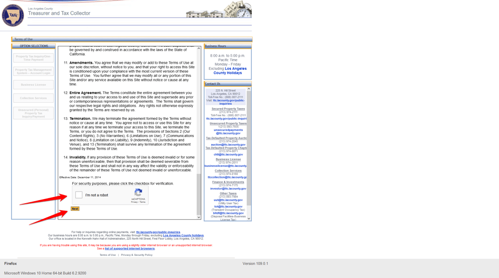 Los Angeles County Property Tax site